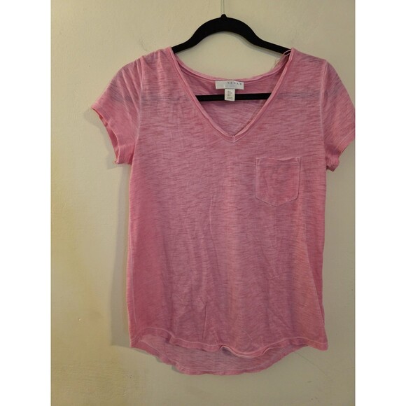 Kenar Women's Size Small Pink Cotton Blend Light Weight V-Neck Short Sleeve Top - Picture 1 of 7